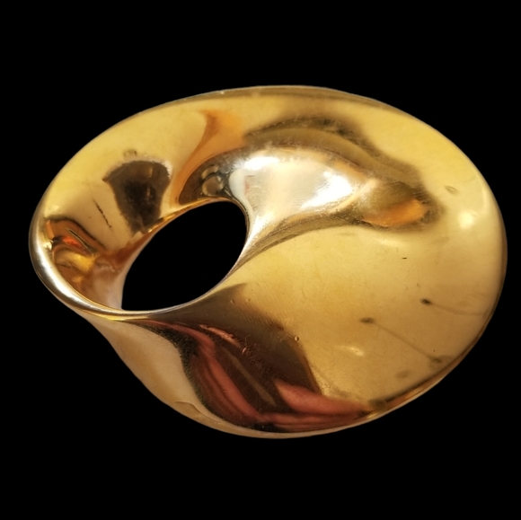 Vintage Mid Century Monet Oval Gold Tone Brooch Pin - Picture 4 of 12